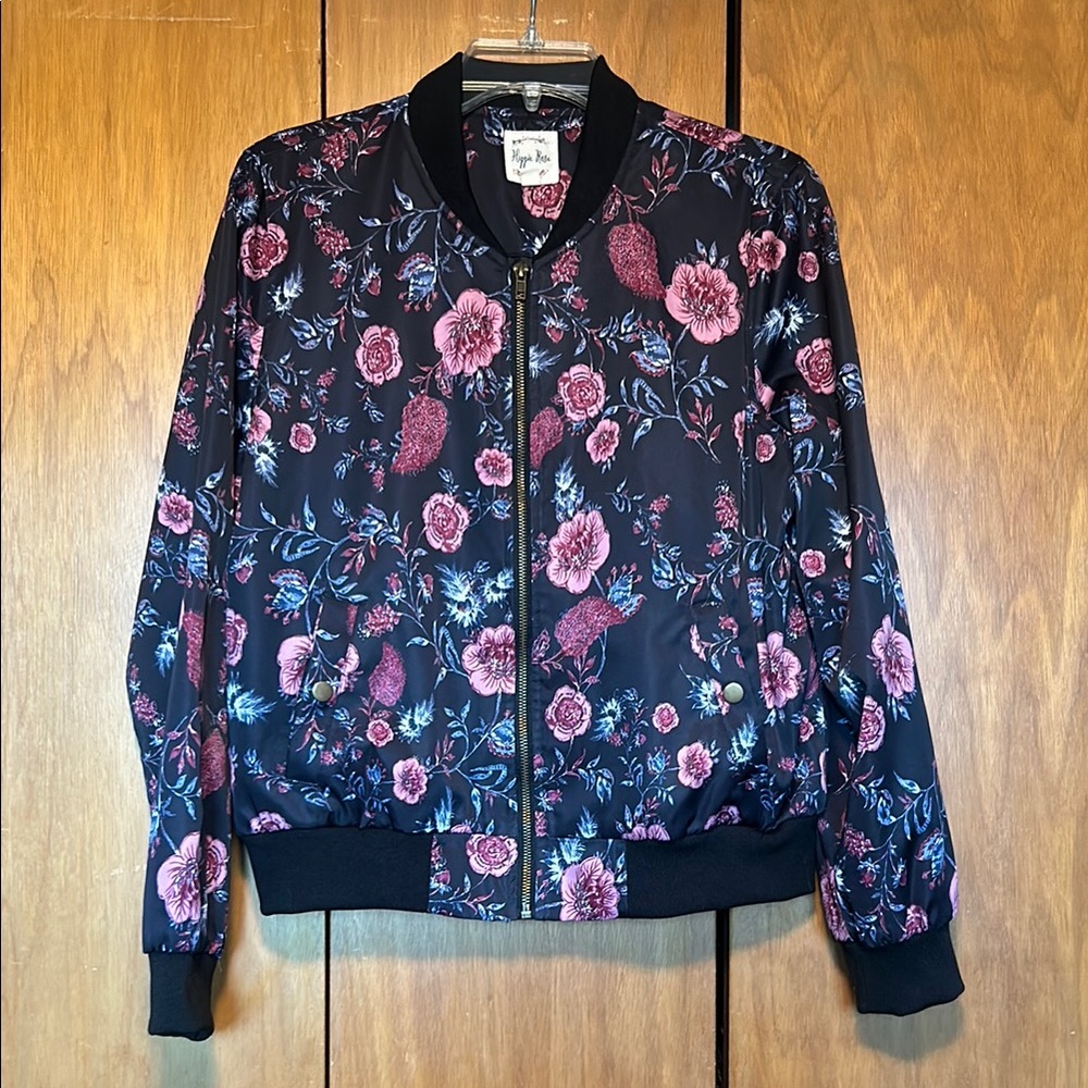 Floral Black Bomber Jacket